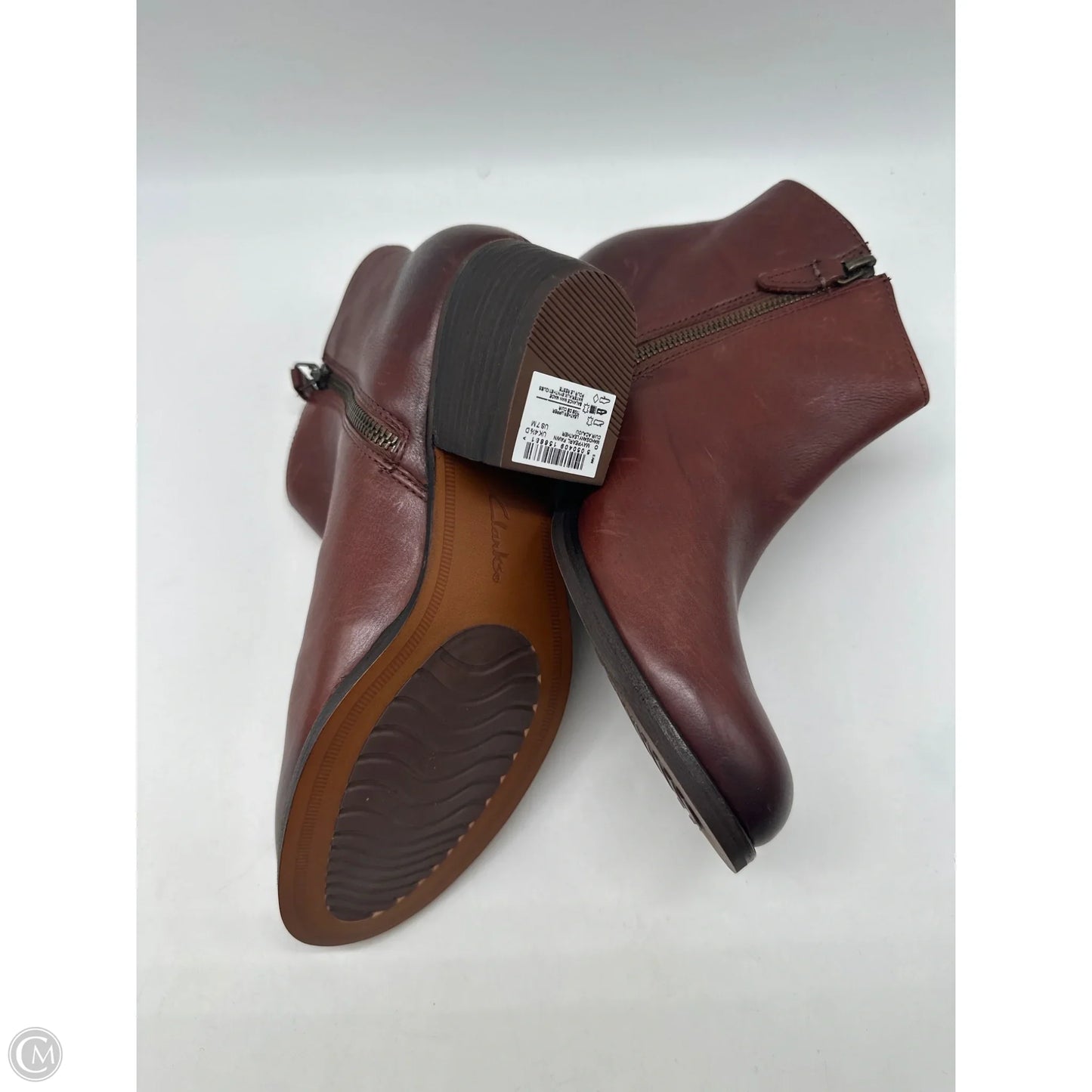 Boots Ankle Heels By Clarks In Brown, Size: 7