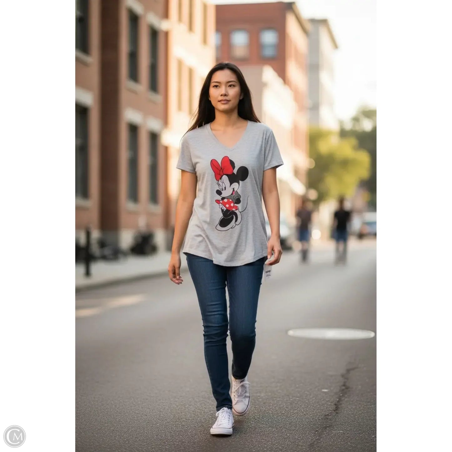 Top Short Sleeve By Disney In Grey, Size: L