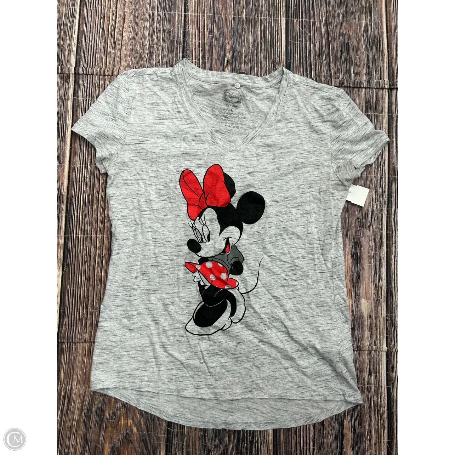 Top Short Sleeve By Disney In Grey, Size: L