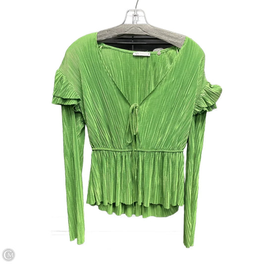 Top Long Sleeve By Zara In Green, Size: S