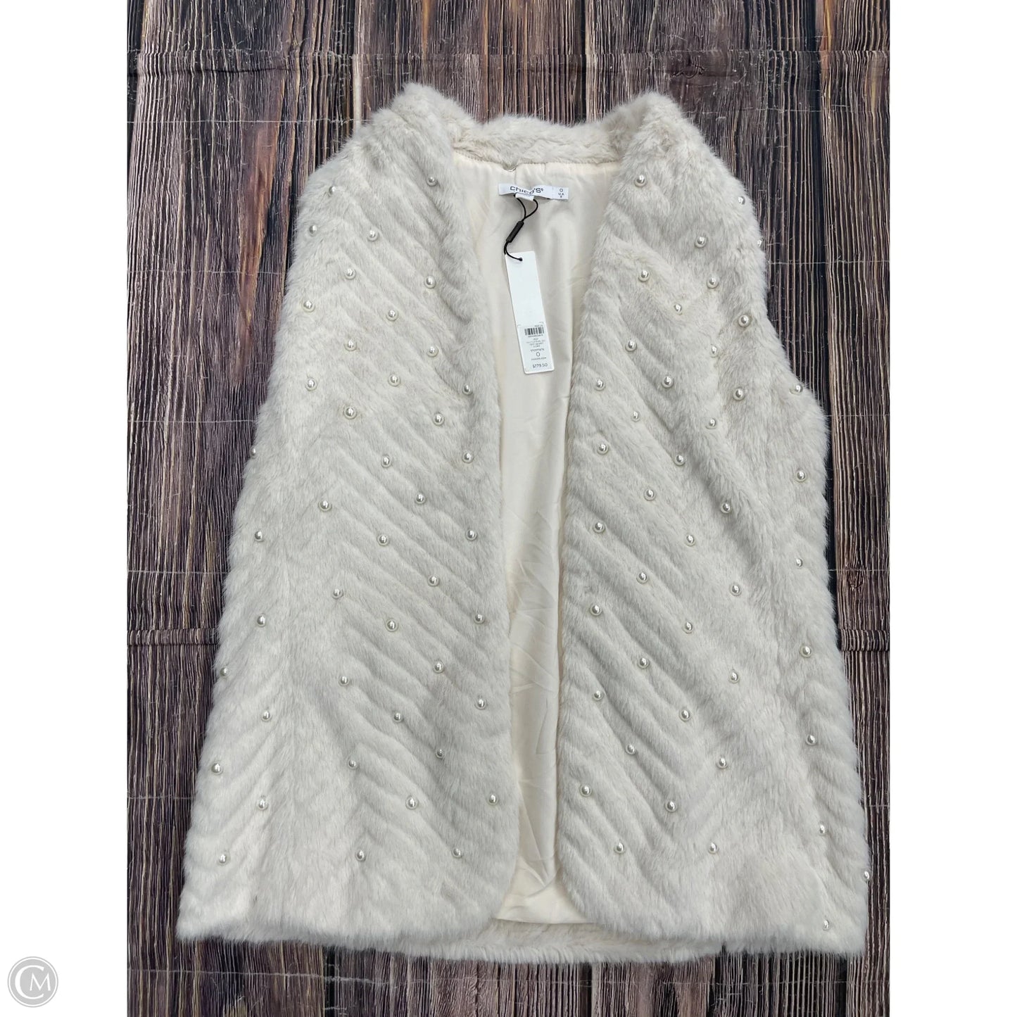 Vest Faux Fur & Sherpa By Chicos In Cream, Size: S