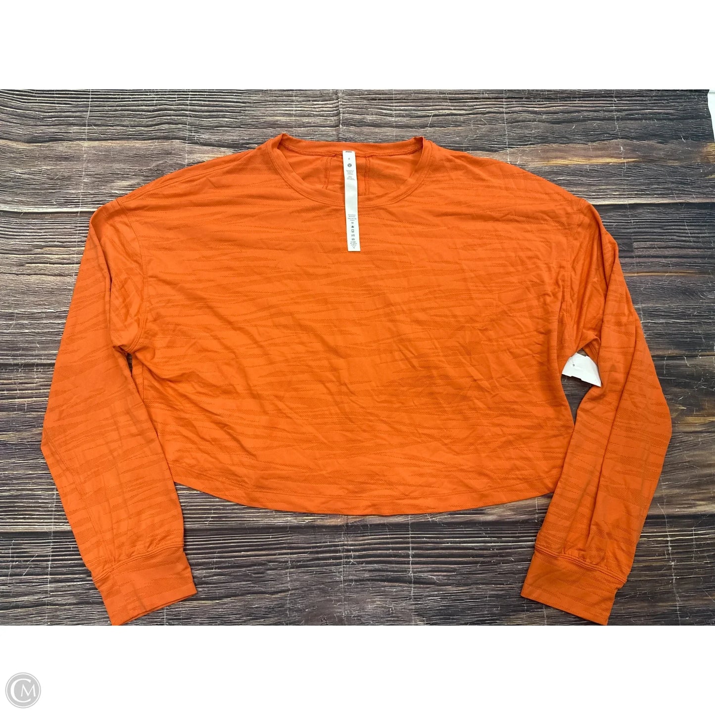 Athletic Top Long Sleeve Collar By Lululemon In Orange, Size: 8