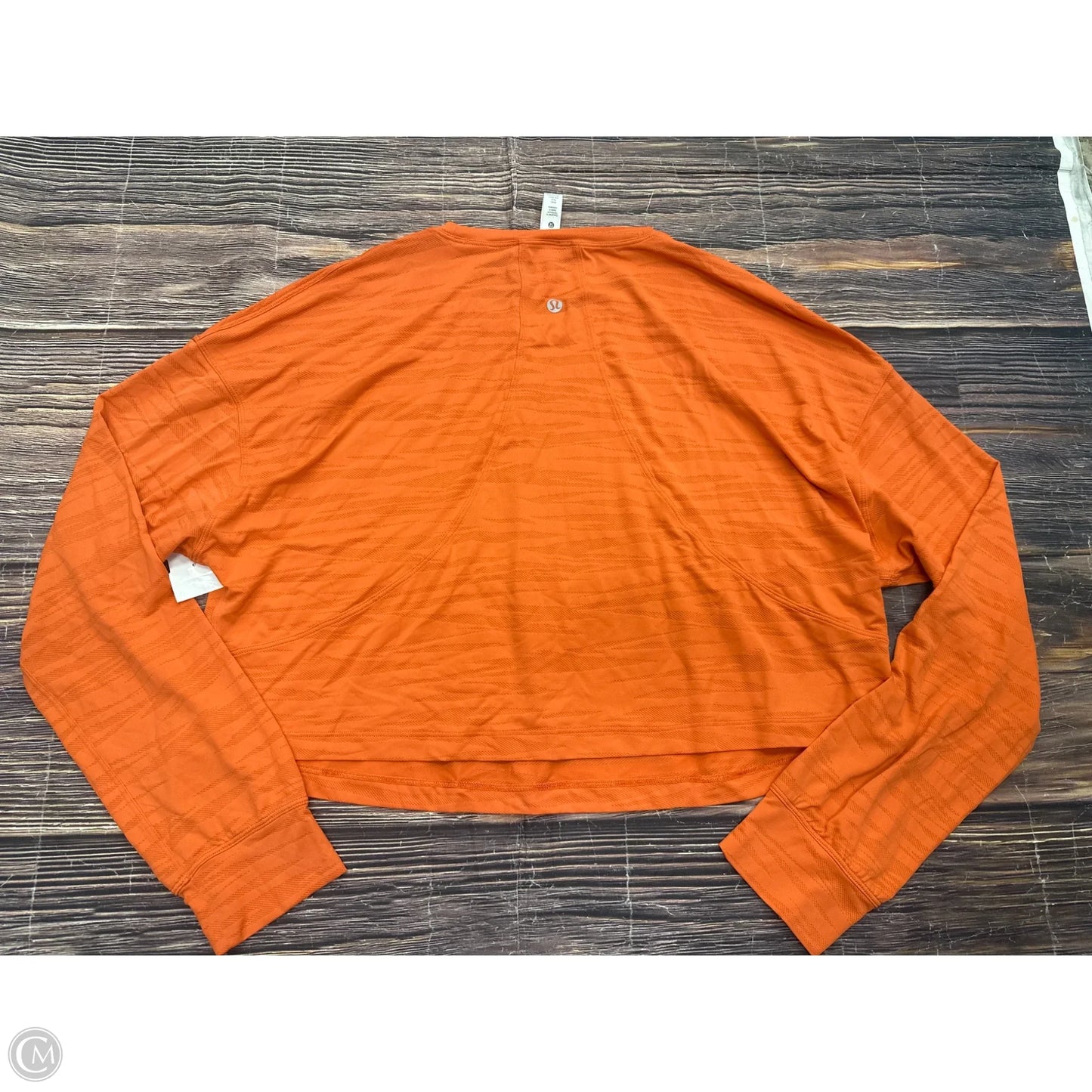 Athletic Top Long Sleeve Collar By Lululemon In Orange, Size: 8