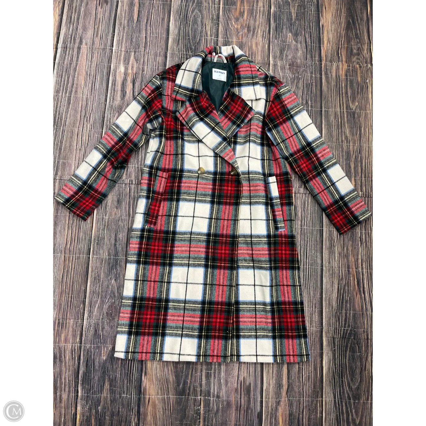 Coat Peacoat By Old Navy In Plaid Pattern, Size: M