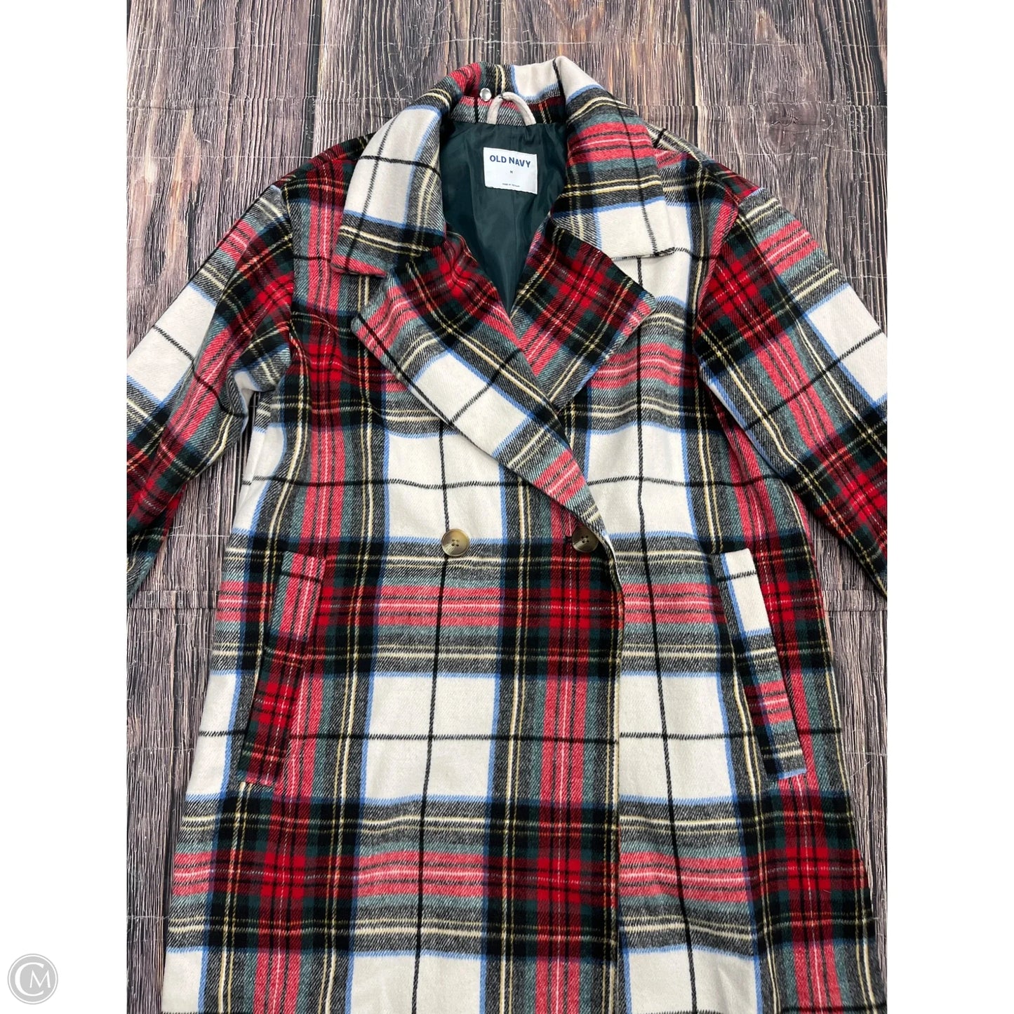 Coat Peacoat By Old Navy In Plaid Pattern, Size: M