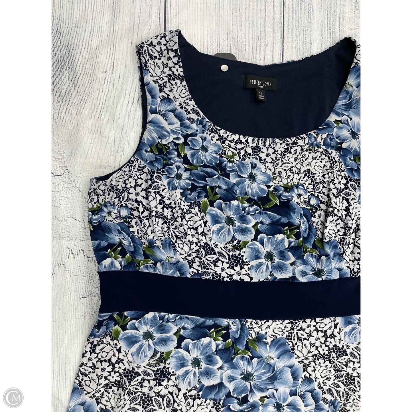 Dress Casual Midi By Perceptions In Blue, Size: 2x