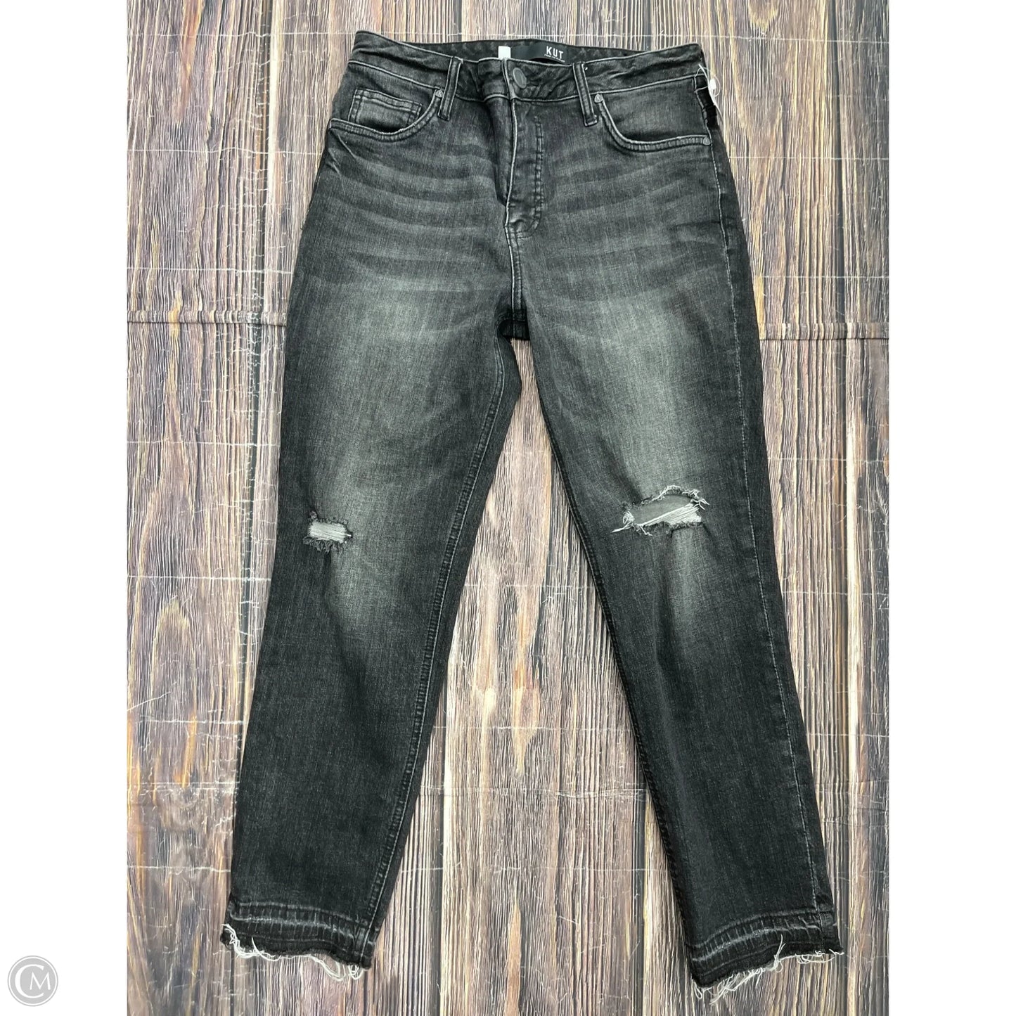 Jeans Straight By Kut In Black Denim, Size: 4