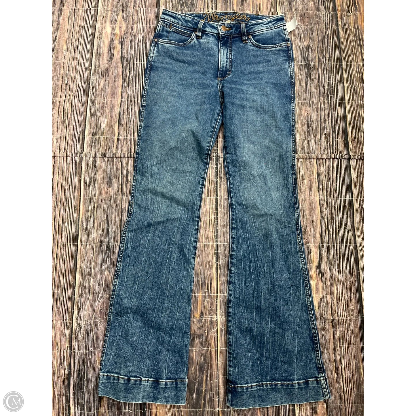 Jeans Flared By Wrangler In Blue Denim, Size: 8