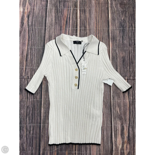 Sweater Short Sleeve By Tahari In White, Size: L