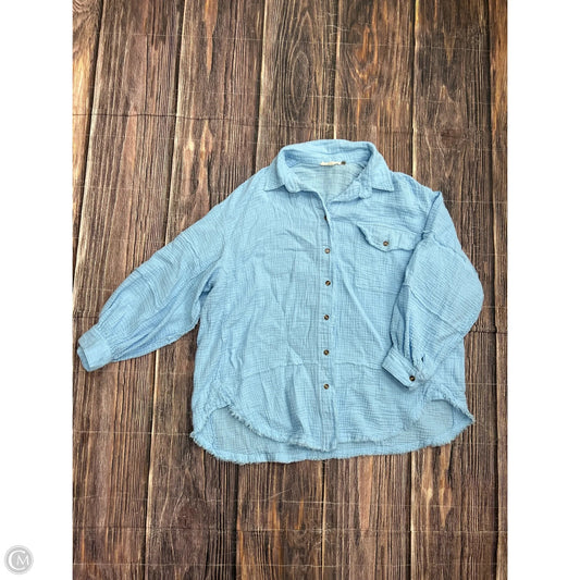 Top Long Sleeve By Easel In Blue, Size: L
