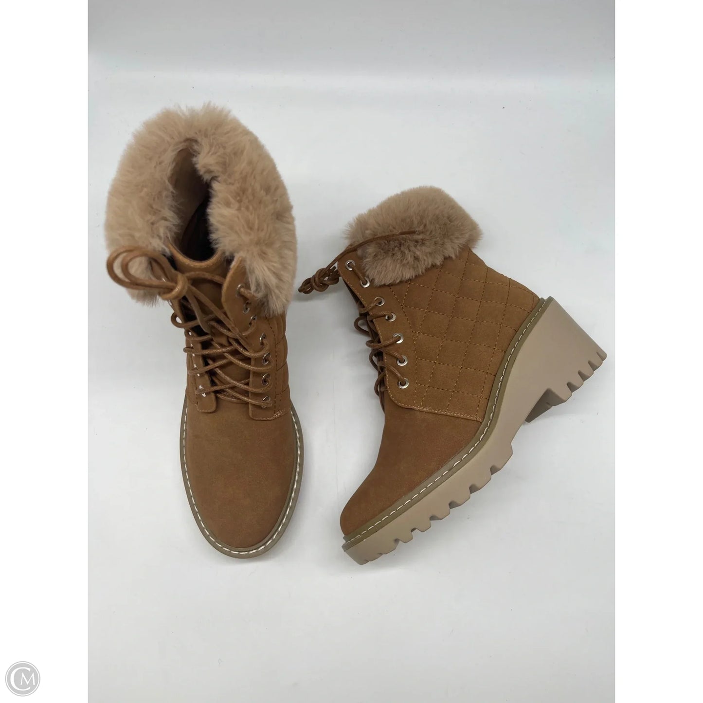 Boots Ankle Heels By Nicole Miller In Tan, Size: 7.5