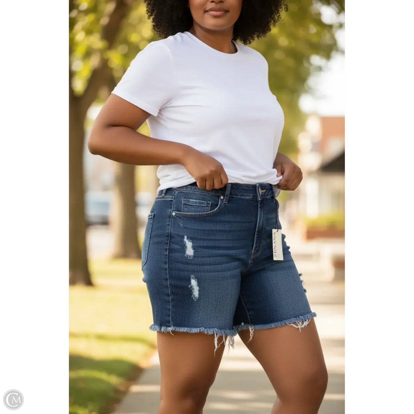 Shorts By Zenana In Blue Denim, Size: 1x