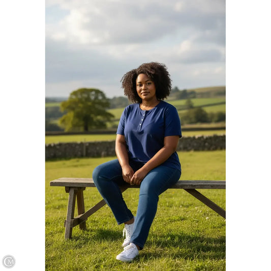 Top Short Sleeve By Andree By Unit In Blue, Size: 2x