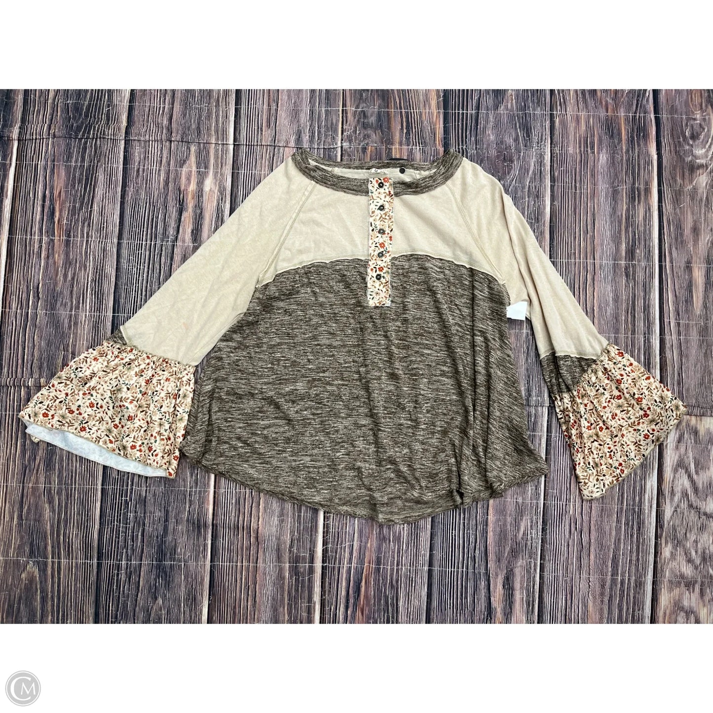 Top Long Sleeve By Pol In Brown, Size: M