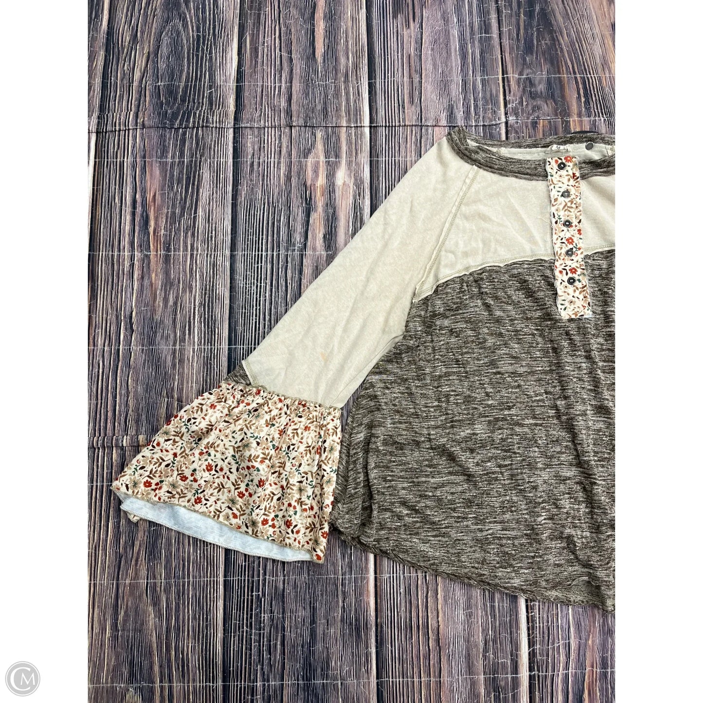 Top Long Sleeve By Pol In Brown, Size: M