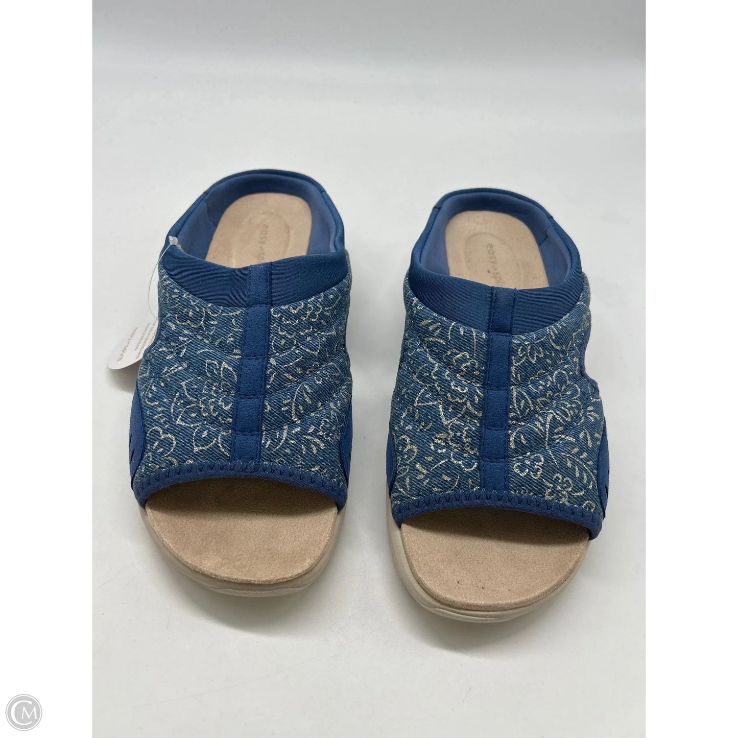 Sandals Flats By Easy Spirit In Blue & Cream, Size: 8.5