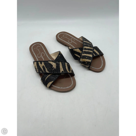 Sandals Flats By Jessica Simpson In Black & Brown, Size: 6.5