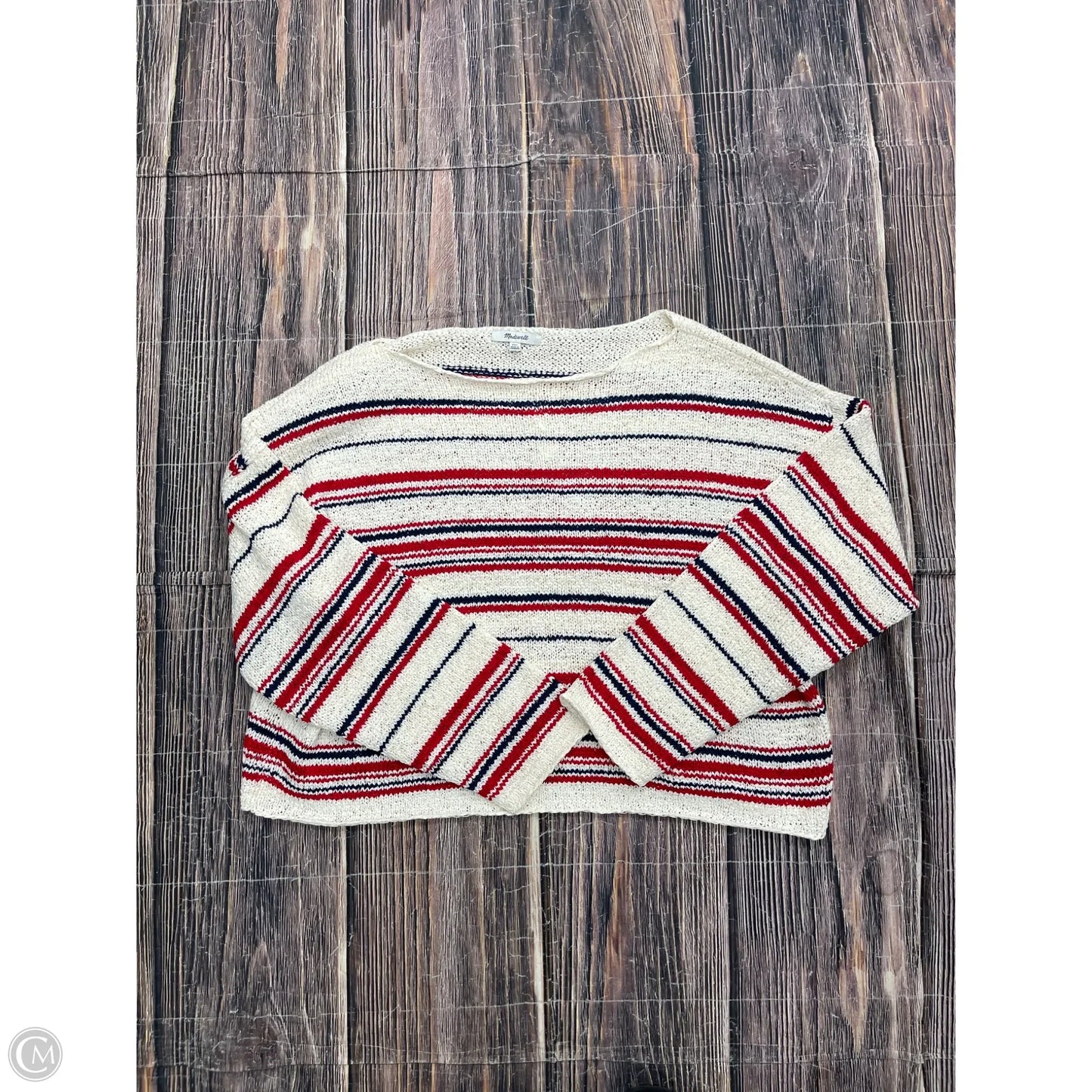 Sweater By Madewell In Blue & Red & White, Size: 1x