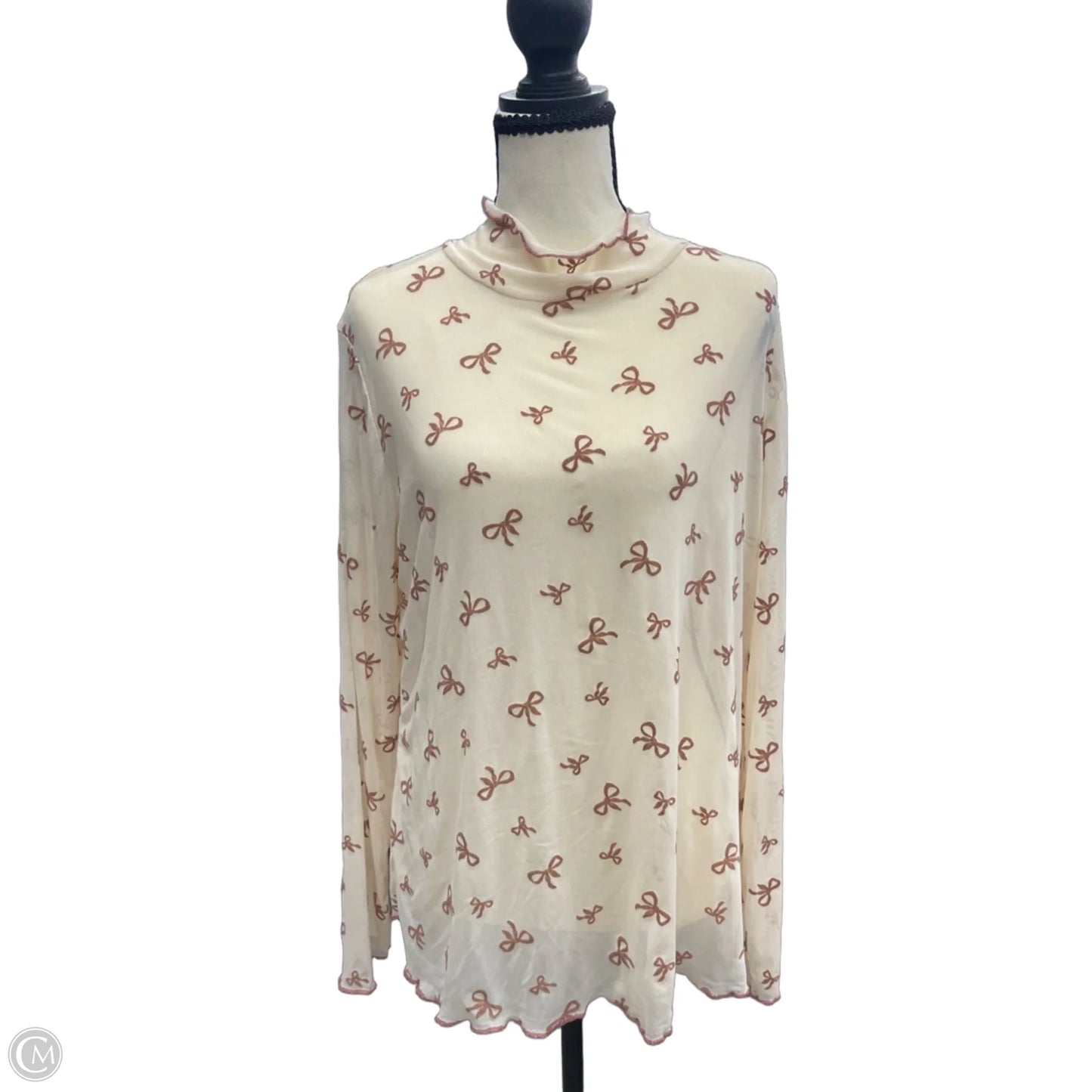 Top Long Sleeve By Jade By Jane In Brown & Cream, Size: 1x