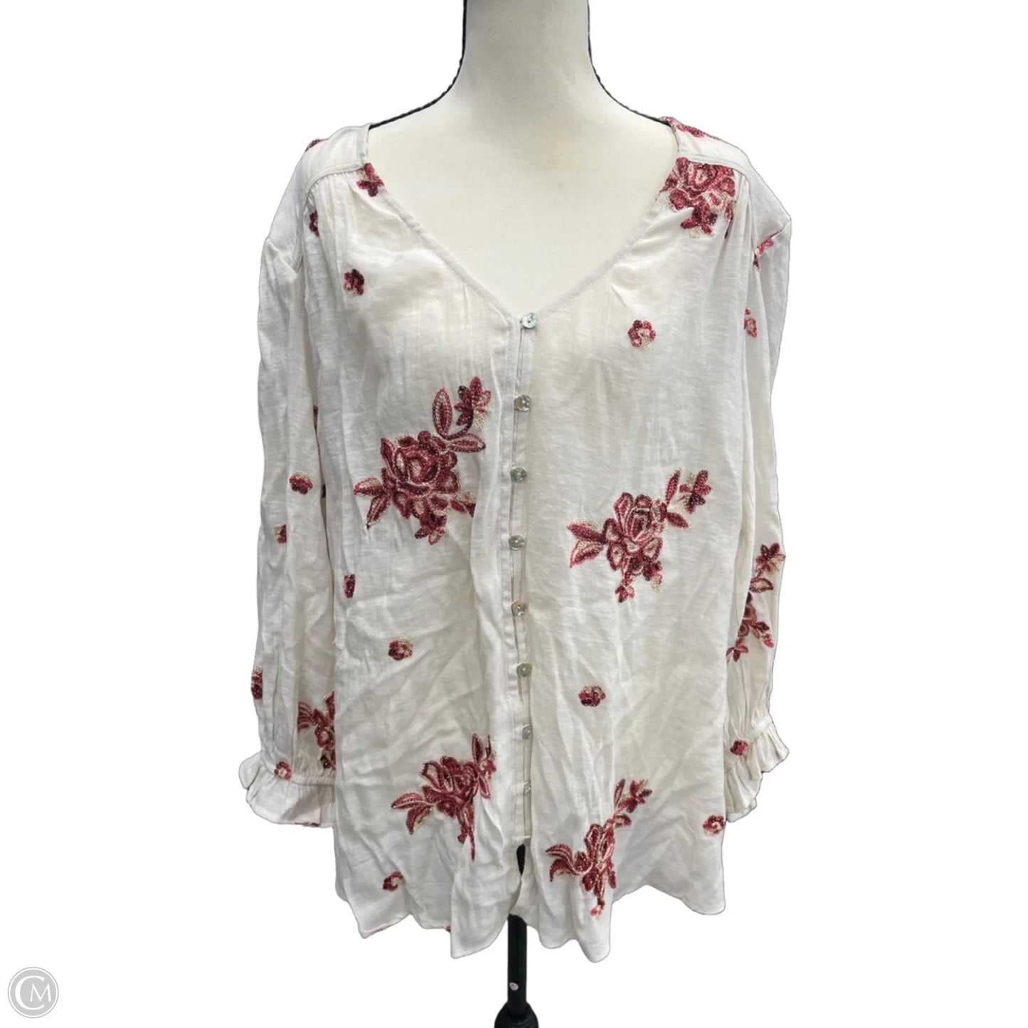 Top Long Sleeve By Clothes Mentor In Tan, Size: 1x