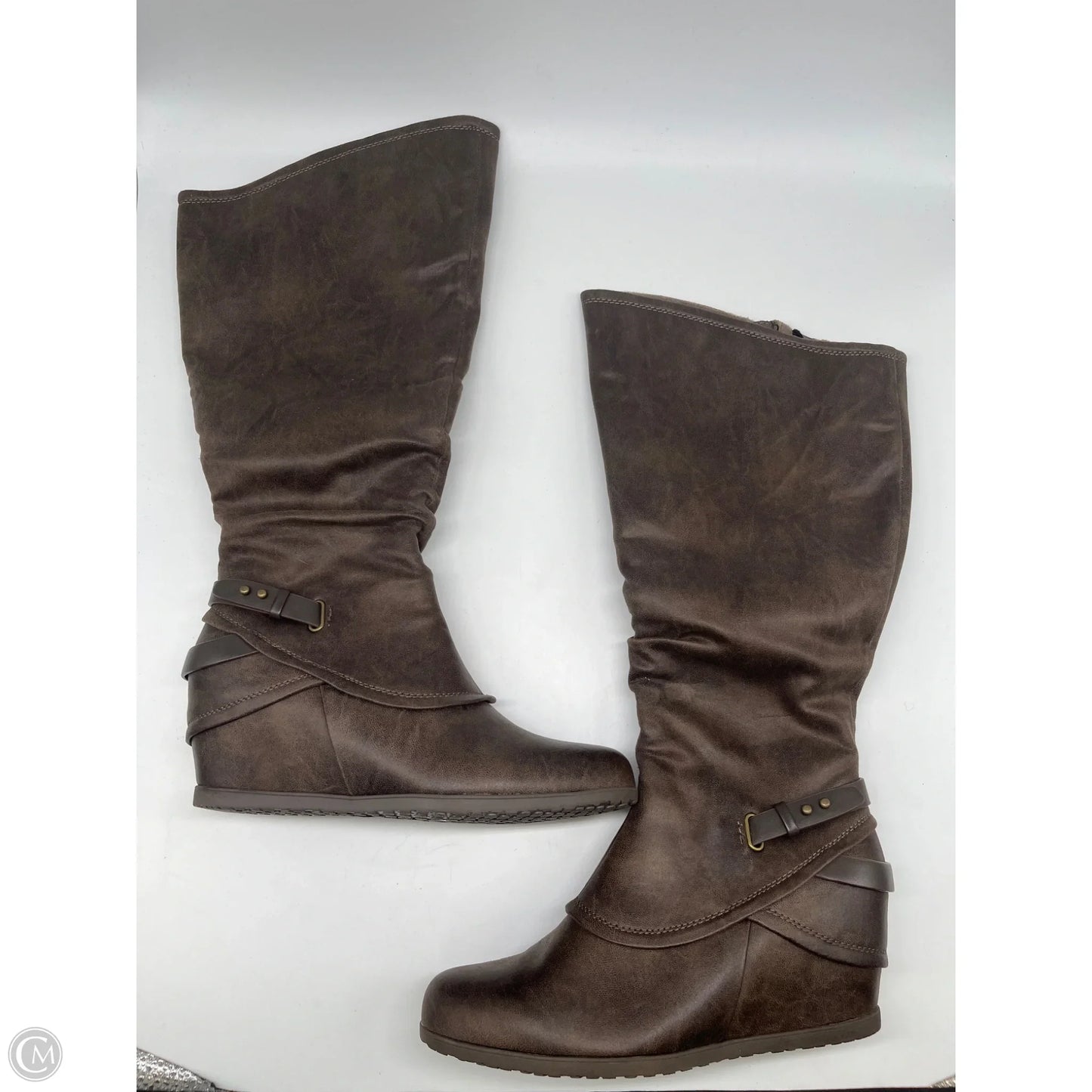 Boots Mid-calf Heels By Bare Traps In Brown, Size: 10