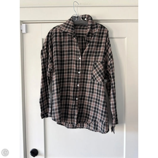 Top Long Sleeve By Adora In Plaid Pattern, Size: L