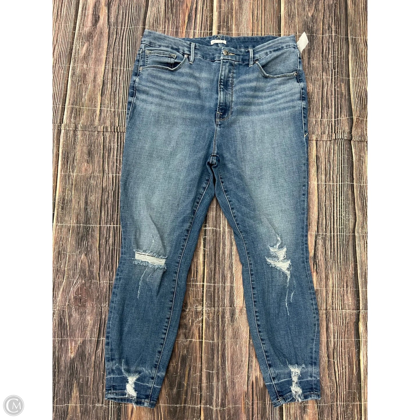 Jeans Straight By Good American In Blue Denim, Size: 16