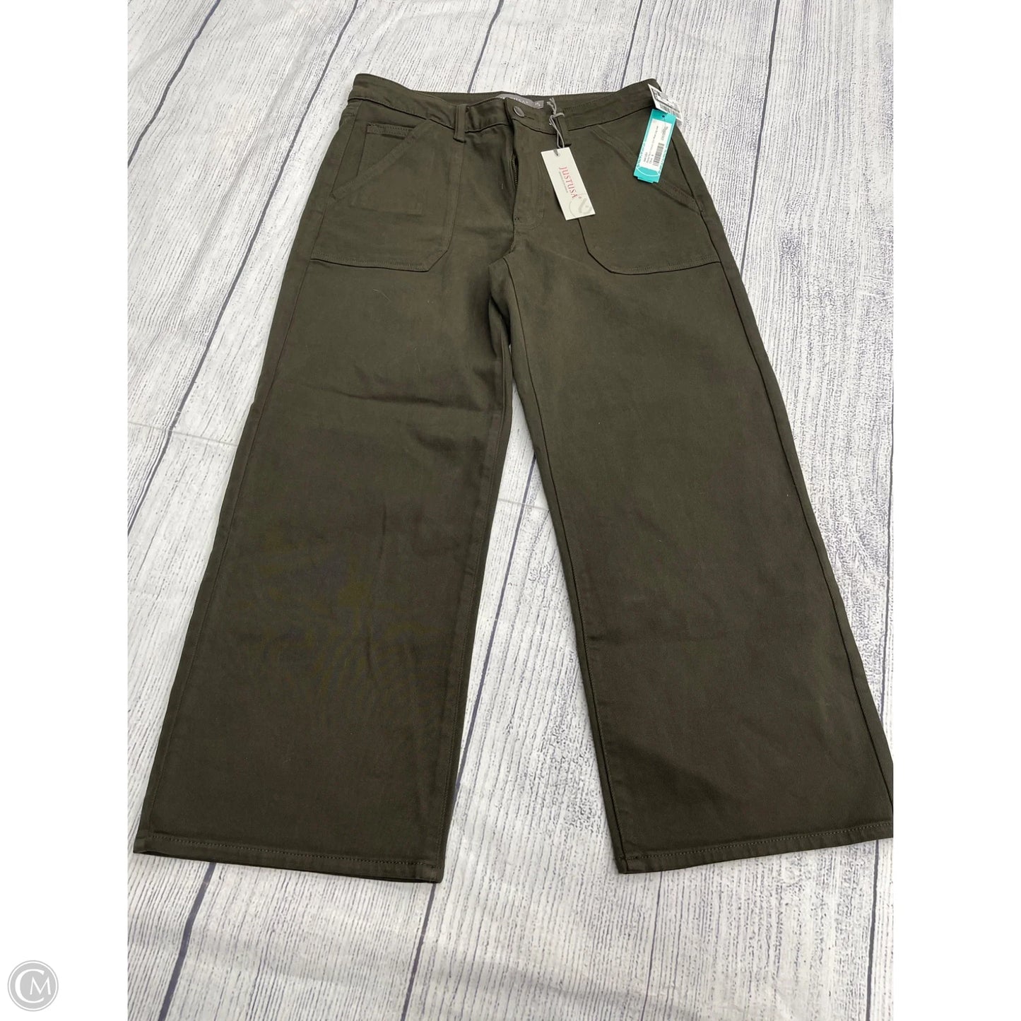 Jeans Wide Leg By Just Usa In Green, Size: 8