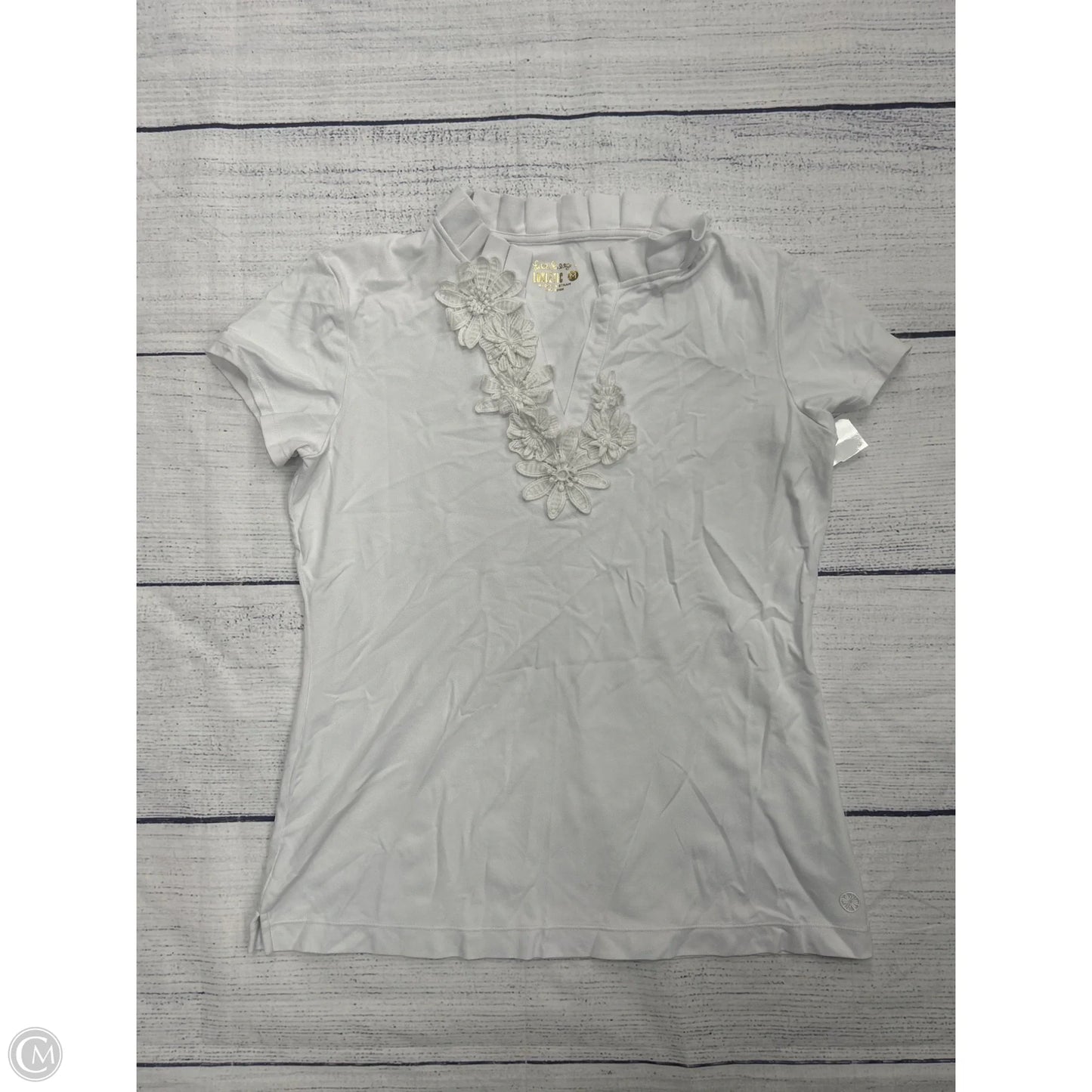 Top Short Sleeve Designer By Lilly Pulitzer In White, Size: M