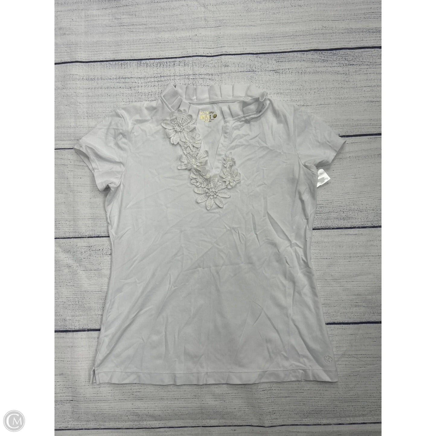Top Short Sleeve Designer By Lilly Pulitzer In White, Size: M