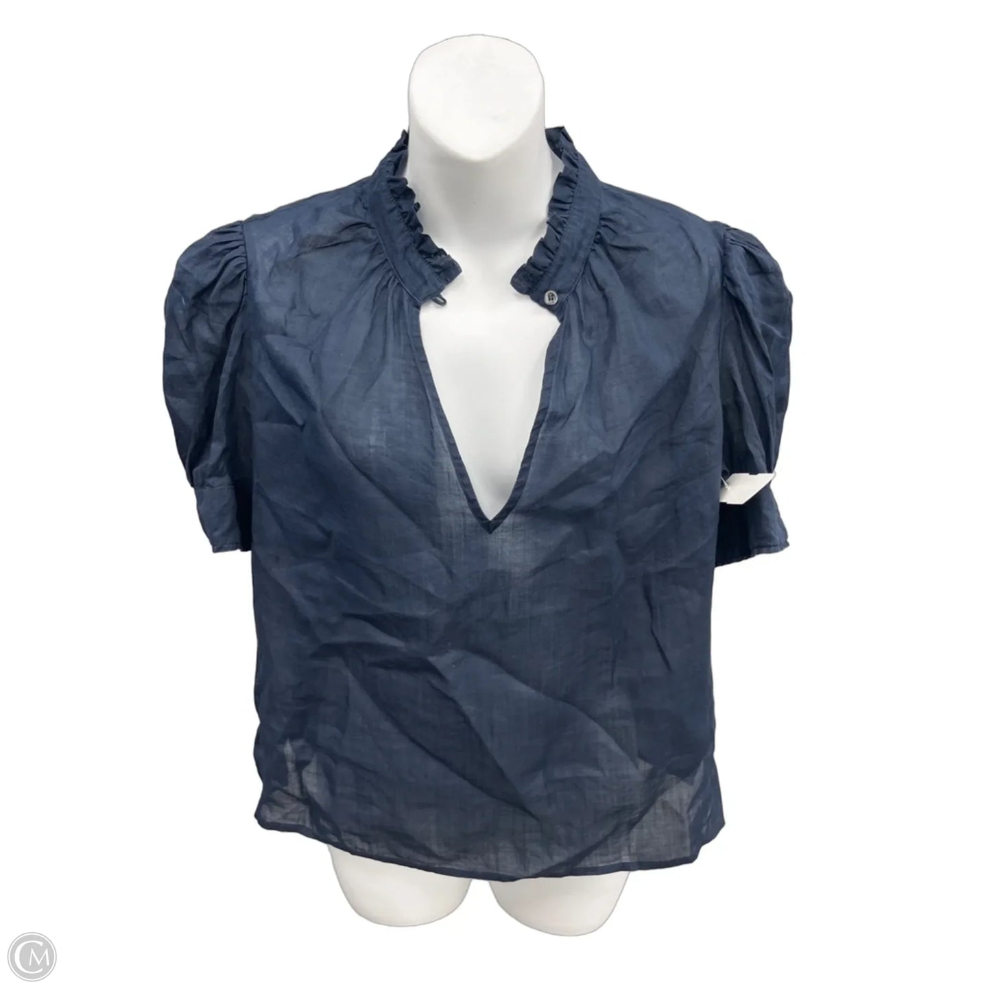 Top Short Sleeve By Frame In Navy, Size: M