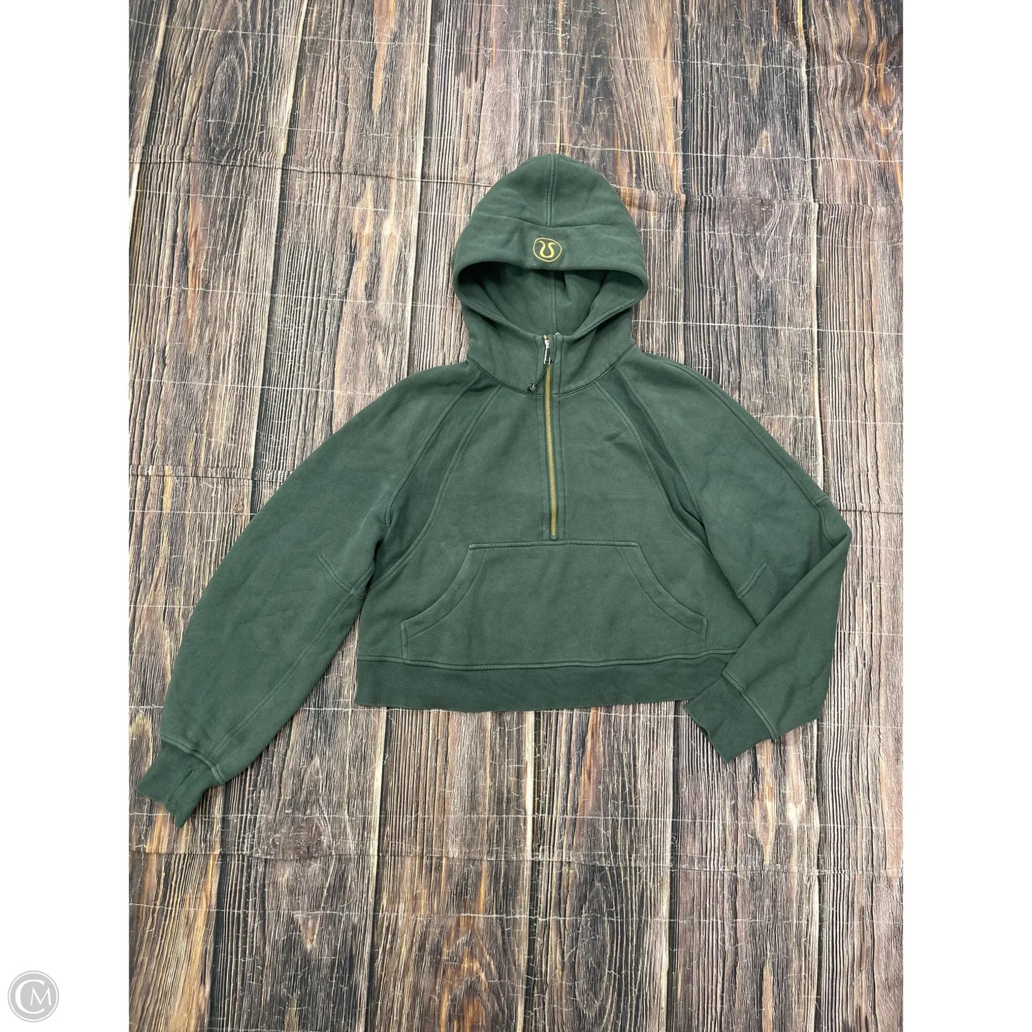 Athletic Sweatshirt Hoodie By Lululemon In Green, Size: M