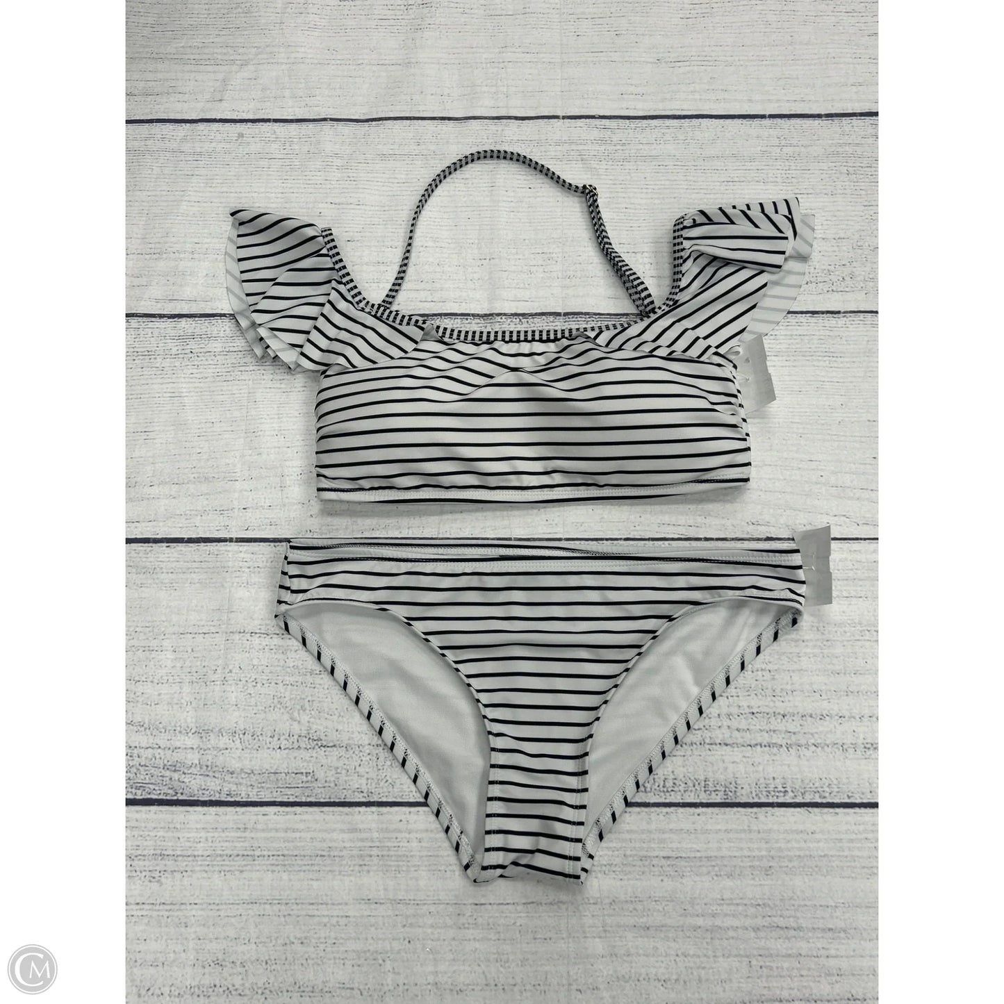 Swimsuit 2pc By Vince Camuto In Black & White, Size: L