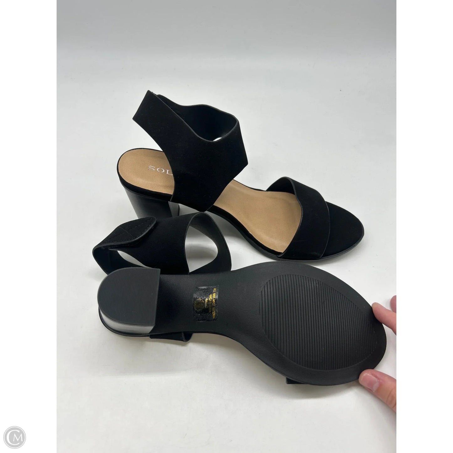Sandals Heels Block By Solanz In Black, Size: 8.5