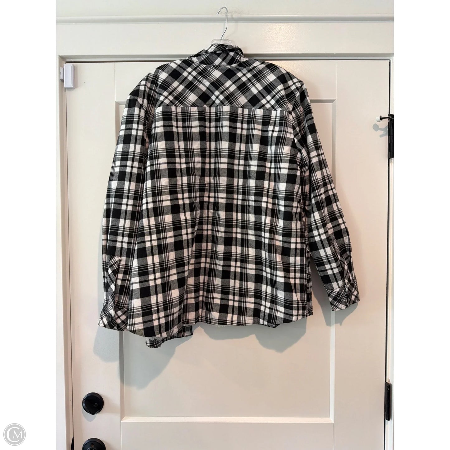 Jacket Fleece By Eddie Bauer In Black & White, Size: M