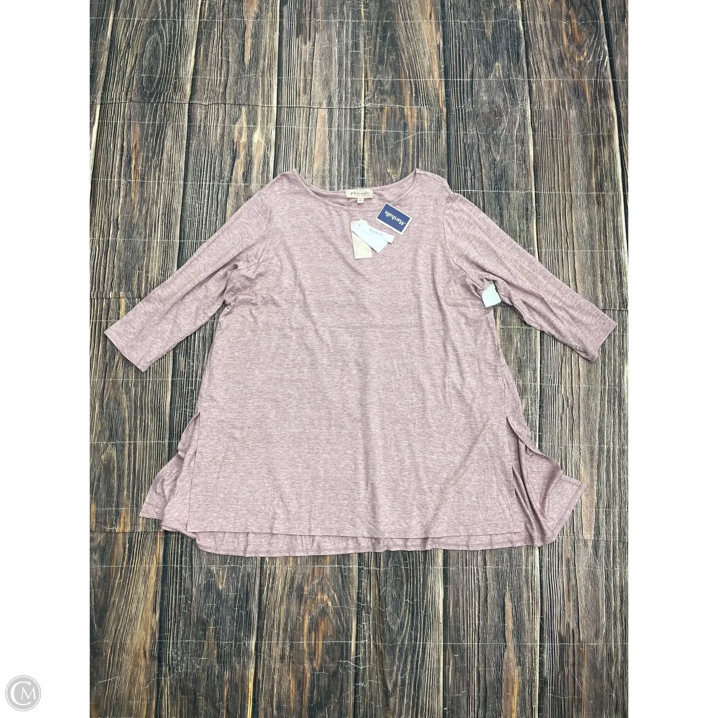 Top 3/4 Sleeve By Philosophy In Pink, Size: 2x