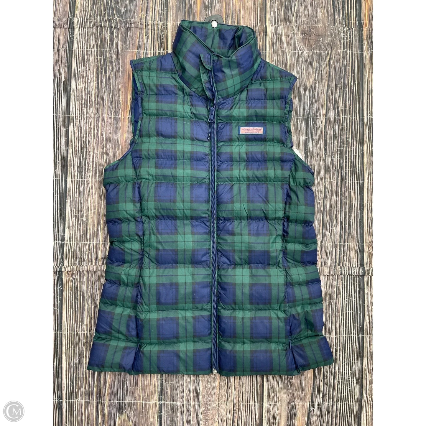 Vest Puffer & Quilted By Vineyard Vines In Blue & Green, Size: Xxs