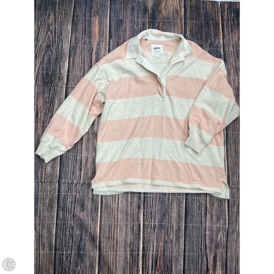 Top Long Sleeve By Aerie In Cream & Pink, Size: L