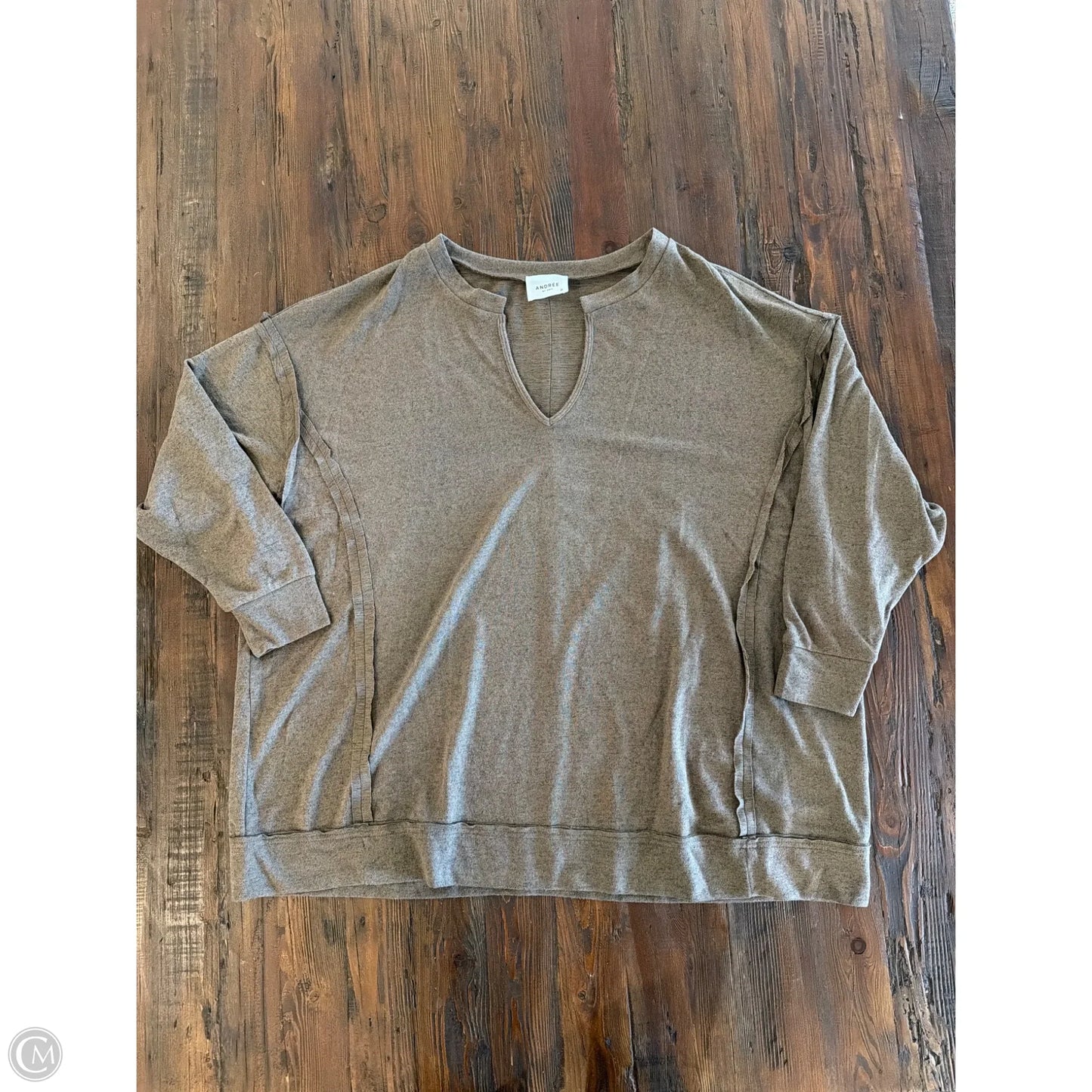 Top Long Sleeve By Andree By Unit In Brown, Size: 1x