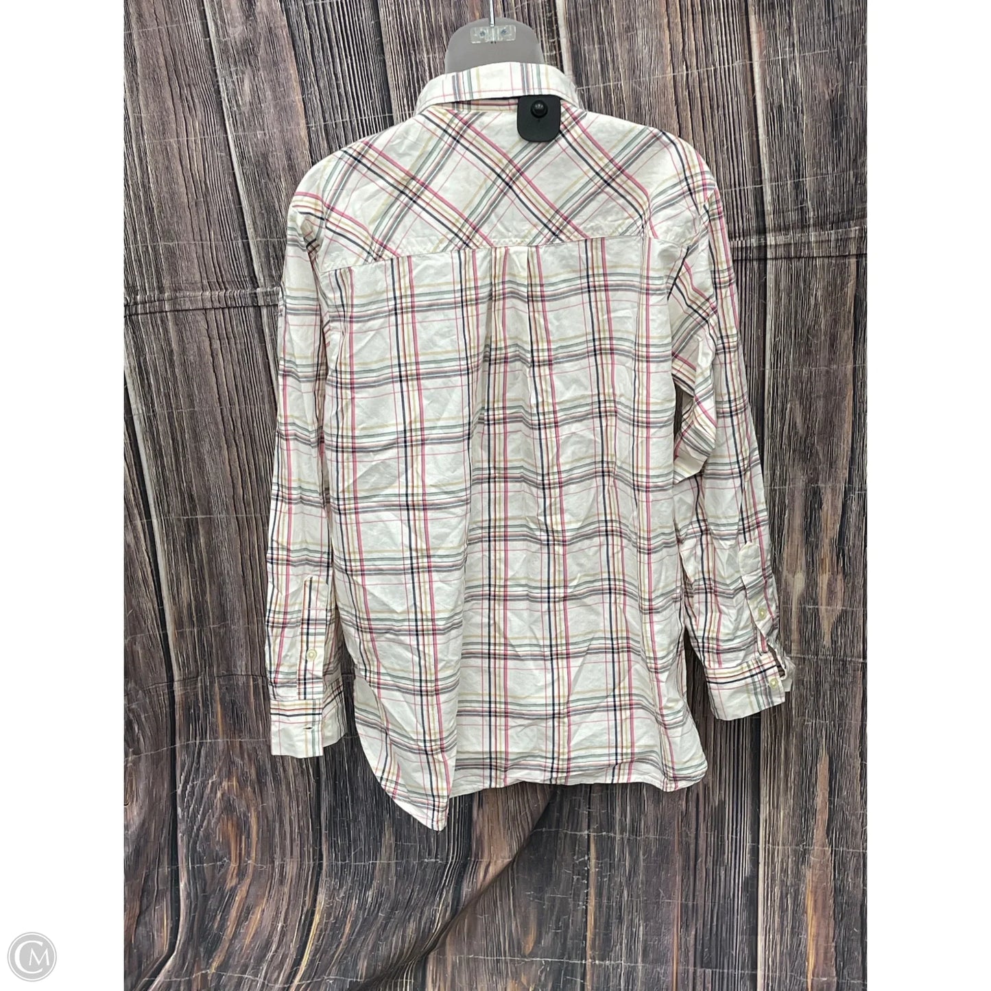 Top Long Sleeve By Loft In Plaid Pattern, Size: M