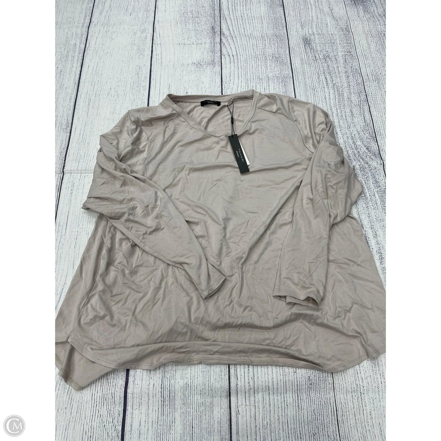 Top Long Sleeve Basic By Tahari In Tan, Size: 3x