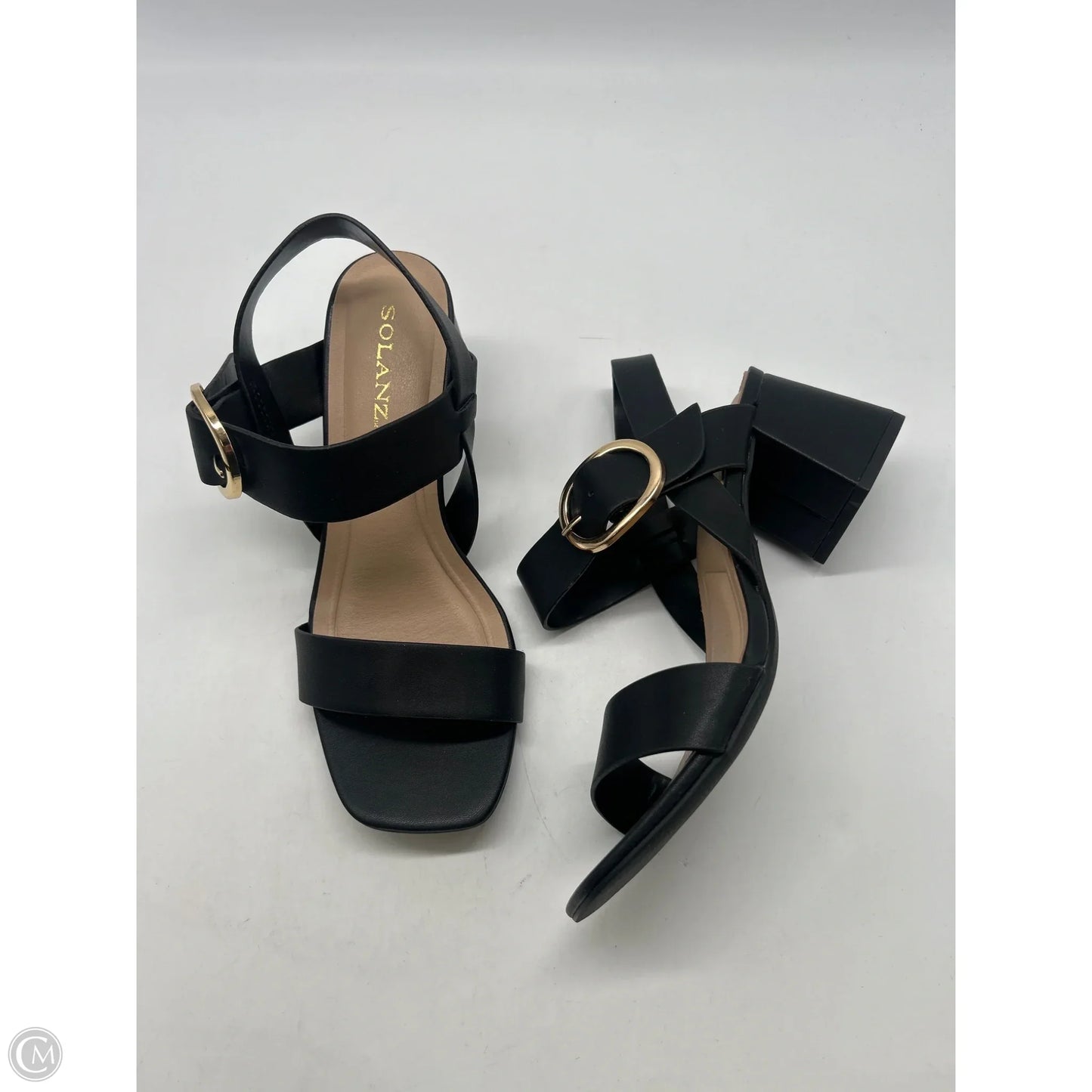 Sandals Heels Block By Solanz In Black, Size: 7.5