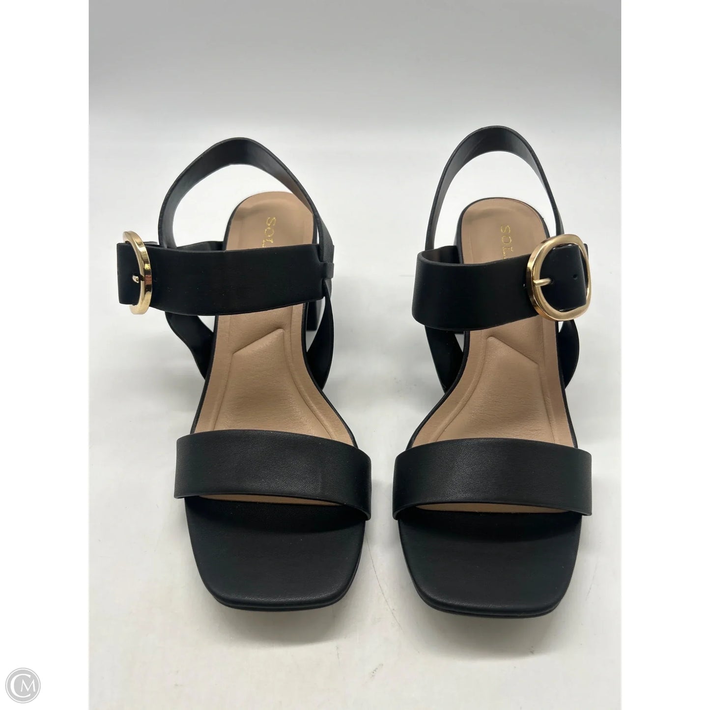 Sandals Heels Block By Solanz In Black, Size: 7.5