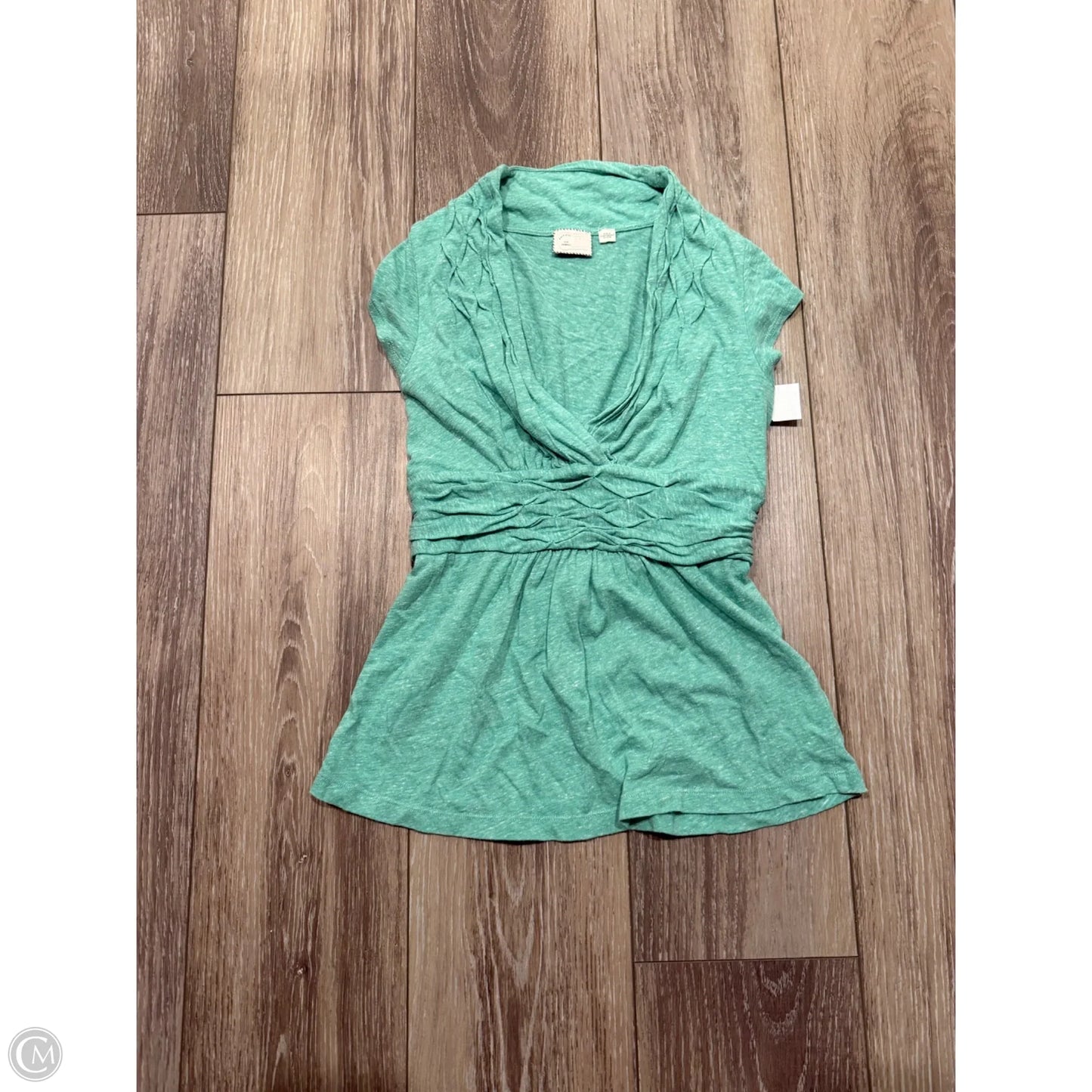 Top Short Sleeve By Anthropologie In Green, Size: Xs