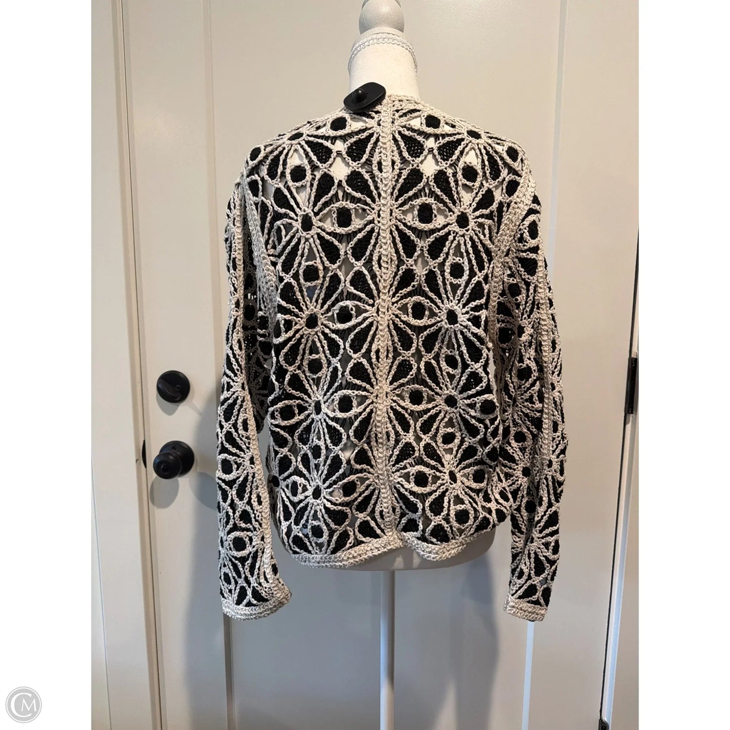 Cardigan By Solitaire In Black & Cream, Size: L