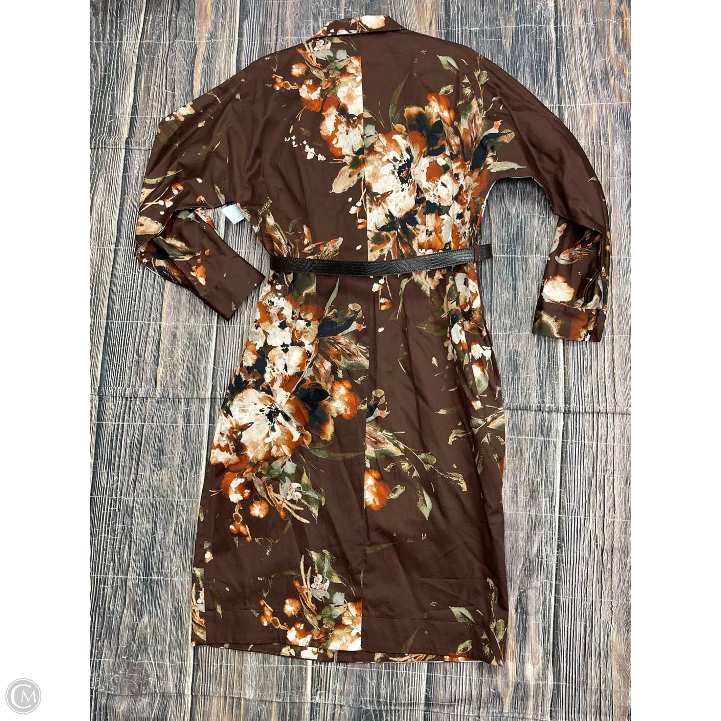 Dress Casual Midi By Donna Karan In Brown, Size: 12