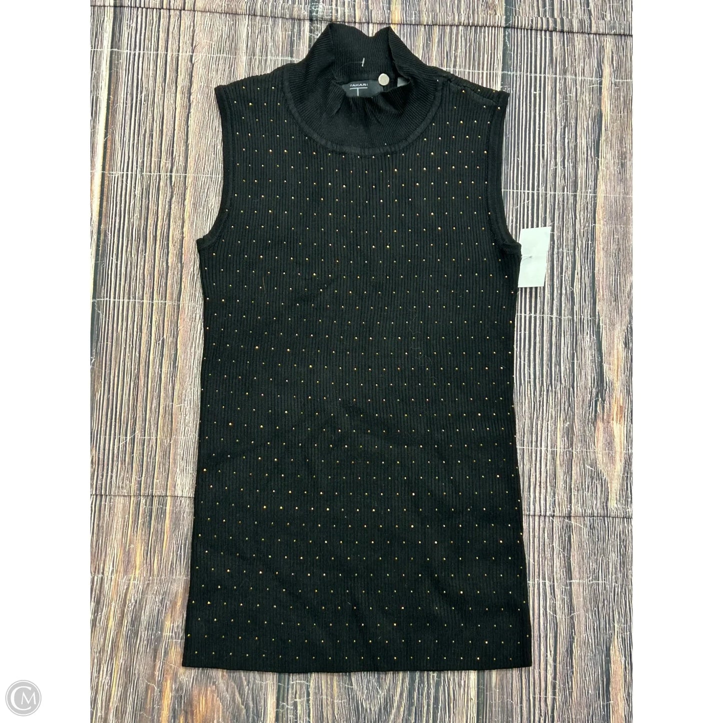 Tank Top By Tahari In Black & Gold, Size: S