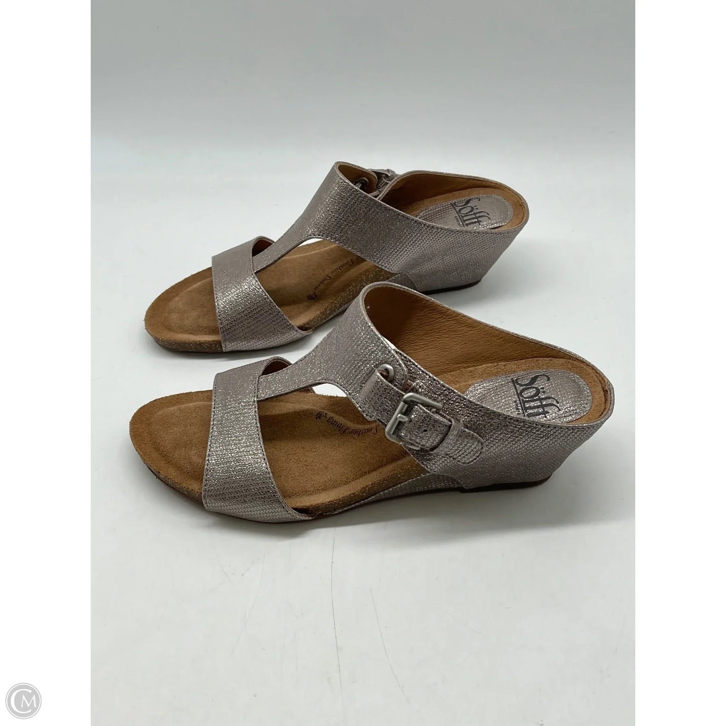 Sandals Heels Wedge By Sofft In Grey, Size: 7.5