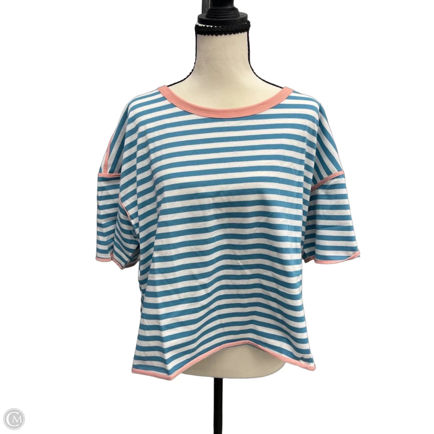 Top Short Sleeve By Pink Lily In Striped Pattern, Size: Xl