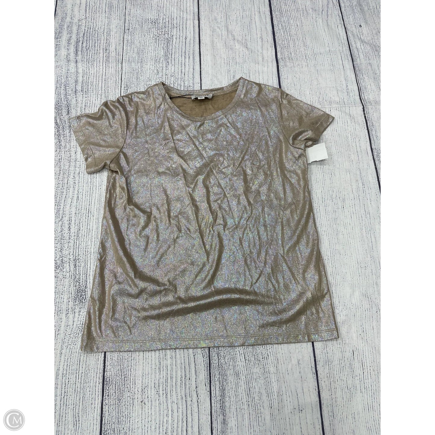 Top Short Sleeve By Molly Bracken In Gold, Size: Xs